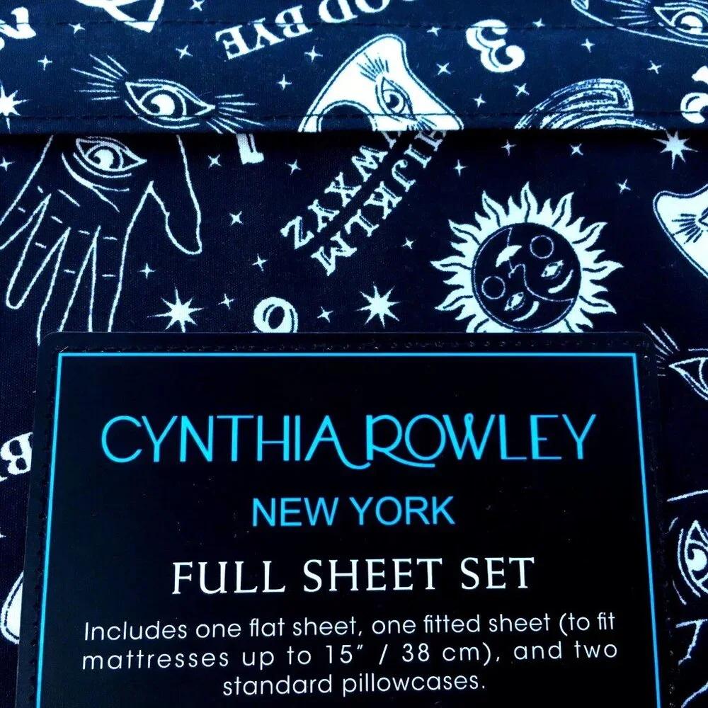 4pc Cynthia Rowley Halloween Ouija Board FULL Sheet Set Psychic Palm Celestial